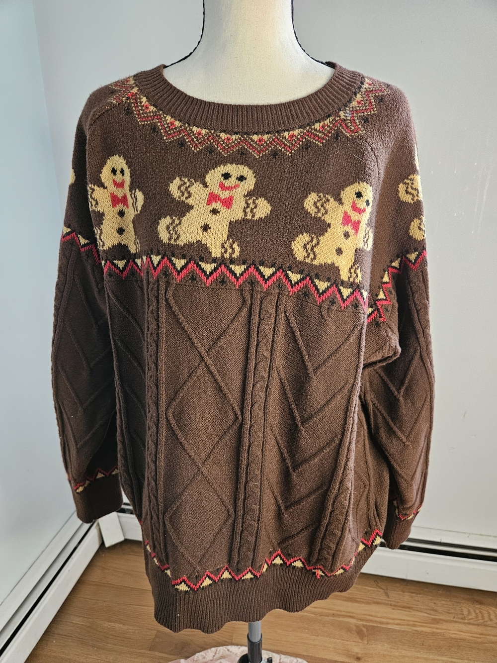 Brown Gingerbread Crewneck Sweater - Women’s Holiday Knit